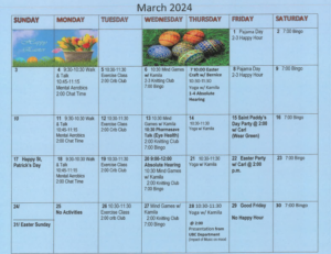 Arbourside March Calendar