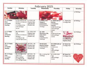 Arbourside February Calendar