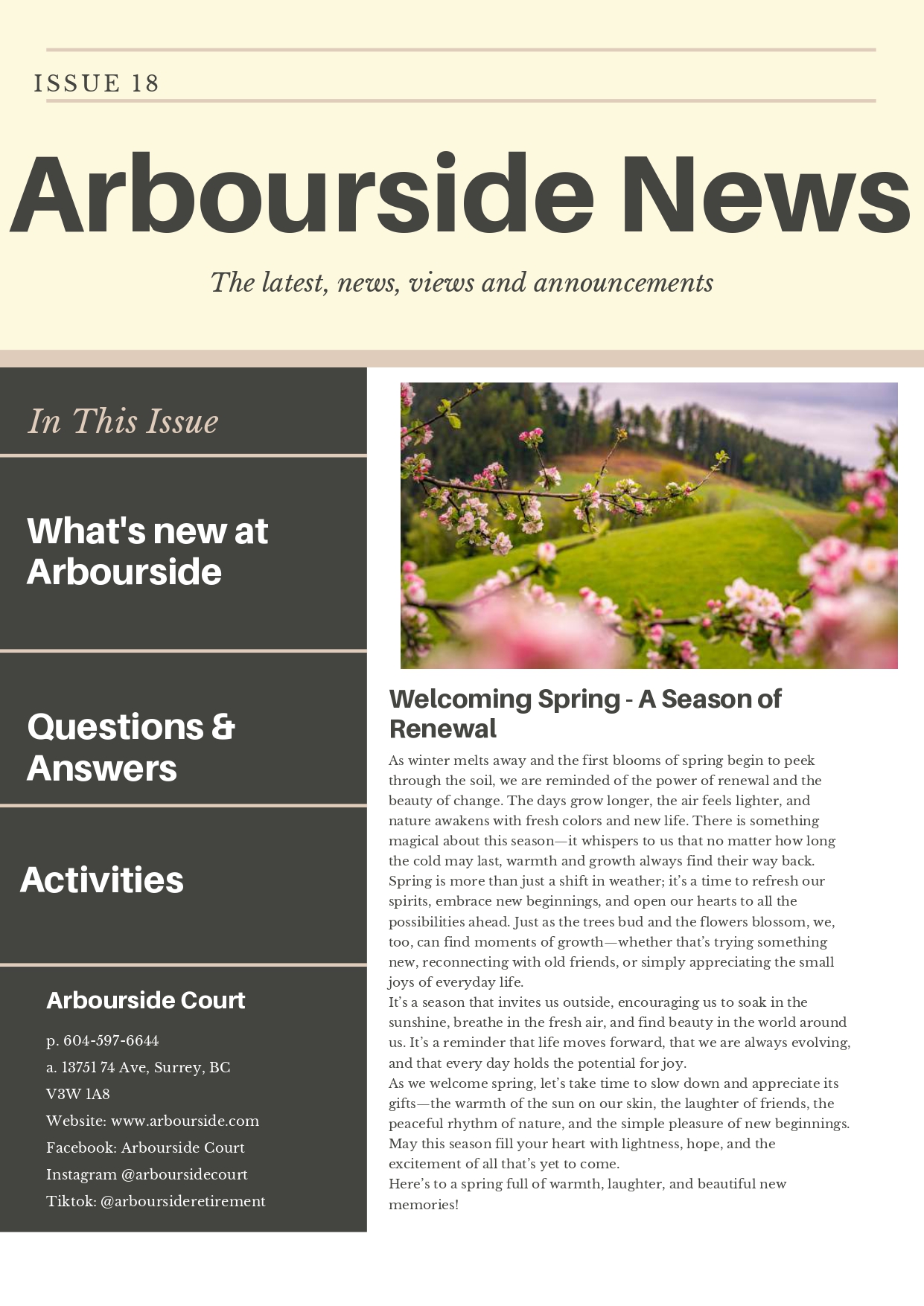 Arbourside Newsletter 